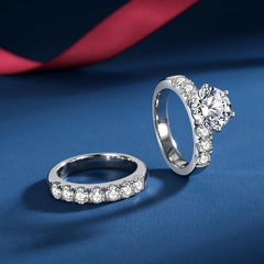 2PC CVD Diamond 14K Gold Bridal Engagement & Wedding Ring Set for Women