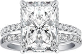 2 PC Radiant Cut Moissanite Sterling Silver Bridal Wedding & Engagement Ring Set for Women