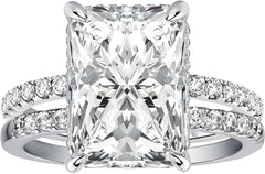 2 PC Radiant Cut CVD Diamond Sterling Silver Bridal Wedding & Engagement Ring Set for Women