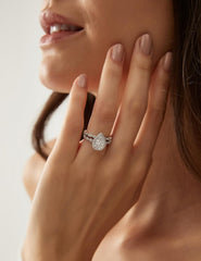 Pear Cut Moissanite Sterling Silver Vintage Bridal Ring Set with Engagement & Wedding Bands for Women