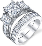 2 PC Radiant Cut CVD Diamond 14K Gold Bridal Wedding & Engagement Ring Set for W