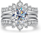 2PC Round Cut CVD Diamond 925 Sterling Silver Bridal Engagement Wedding Promise Ring Set for Women