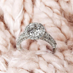 2 PC Round Brilliant Cut Moissanite Sterling Silver Bridal Wedding & Engagement Ring Set for Women