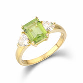 Natural Olivine Ring S925 Sterling Silver Birthstone Ring Engagement Gift