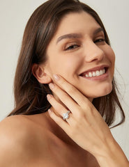 Pear Cut Moissanite Sterling Silver Vintage Bridal Ring Set with Engagement & Wedding Bands for Women