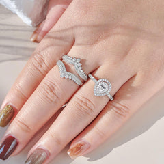 2 PC Round Cut Moissanite Wedding Ring Set Sterling Silver Ring Enhancer & Bridal Band