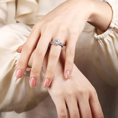 2 PC Oval Cut Halo CVD Diamond Sterling Silver Bridal Wedding & Engagement Ring Set for Women