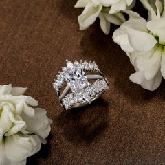 2PCS Cushion Cut CVD Diamond 925 10K Gold Interchangeable Bridal Engagement & Wedding Ring Set for Women