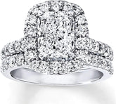 2PC Round Cut CVD Diamond 10K Gold Bridal Engagement Ring Set for Women