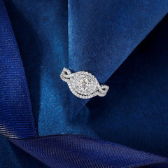 2 PC Round Brilliant Cut White Moissanite Sterling Silver Bridal Wedding & Engagement Ring Set for Women