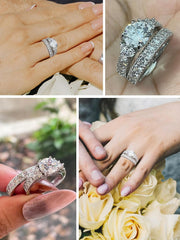 2 PC Round Cut Moissanite Halo Infinity Twisting Pave Bridal Wedding & Engagement Ring Set for Women