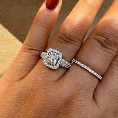 2 PC Radiant Cut Moissanite Sterling Silver Bridal Wedding & Engagement Ring Set for Women