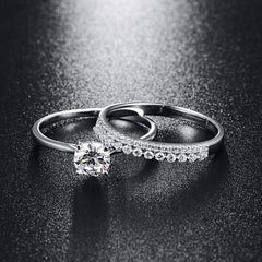 2 PC Round Cut Moissanite Bridal Wedding & Engagement Ring Set for Women