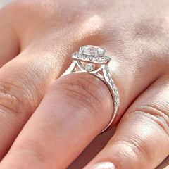 2 PC Round Brilliant Cut Wedding Rings for Women Moissanite Sterling Silver Engagement Bridal Band Set Enhancers and Wraps