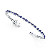 Sterling Silver Royal Blue Sapphire Moissanite or Sapphire Bracelet Pear PE 4X3mm