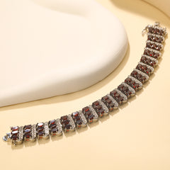 Natural Red Garnet Bracelet S925 Sterling Silver Bracelet Mother's Day Jewelry Gift