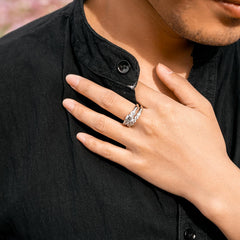 2PC Round Cut Moissanite 3-Stone Sterling Silver Engagement Ring Set for Women