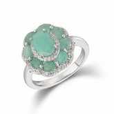 Natural Emerald Ring May Birthstone 925 Sterling Silver Wedding Ring Anniversary Gift