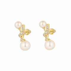 S925 Sterling Silver Ladies Pearl Earrings Freshwater Cultured White Pearl Earrings Hypoallergenic Earrings Jewelry Gift