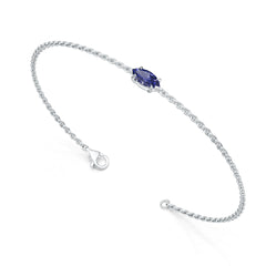 Sterling Silver Moissanite or Sapphire Bracelet Marquise MQ 10X5mm