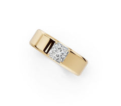 Men's 18K Gold CVD Diamond Ring Emerald OCT 6X6mm