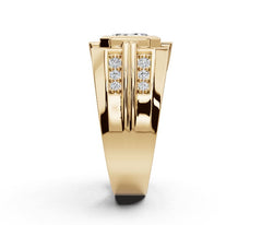 Men's 14K Gold CVD Diamond Ring Square Emearld OCT 8x8mm