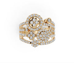 Sterling Silver Moissanite Floral Cluster Ring Round RD 2.0mm