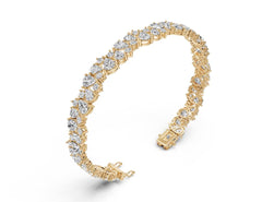 Sterling Silver Moissanite Bracelet PE 7X5mm PE 6X4mm RD 3.0mm