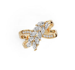 Sterling Silver Marquise Shape Moissanite Crisscross Ring