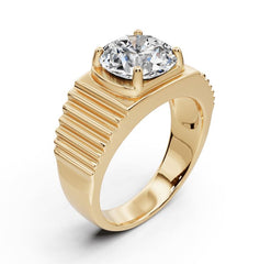 Men's 10K Gold CVD Diamond Ring Round RD 10X10mm Solid 925 Silver