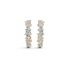Sterling Silver Moissanite J Hoop Earrings BG 4x2mm
