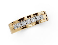 Platinum Moissanite Ring Princess SQ 2.5mm Men's Ring