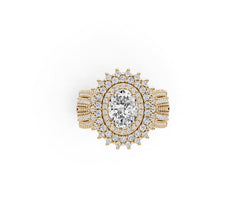 Sterling Silver Moissanite Engagement Ring w/ Moissanite Tripple Halo Ring