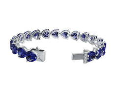Sterling Silver Moissanite or Sapphire Bracelet Heart HT 8X8mm