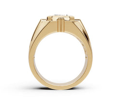 Men's 14K Gold CVD Diamond Ring Square Emearld OCT 8x8mm