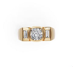 Men's Rings 18K Gold Moissanite Ring Mounting Cushion CU 6.5X6.5mm