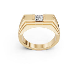 Men's 10K Gold CVD Diamond Ring Princess SQ 4.5X4.5mm