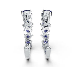 Sterling Silver Royal Blue Sapphire J Hoop Earrings BG 4x2mm