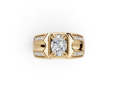 Men's Platinum CVD Diamond Ring Oval OV 7x5mm