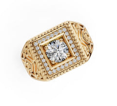 Platinum Moissanite Ring RD 6.5x6.5mm Men's Ring