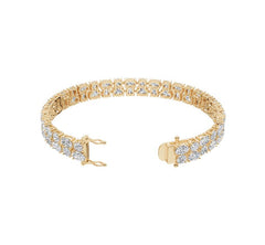 Sterling Silver Moissanite Bracelet Pear PE 6x4mm RD 4x4mm Double Row
