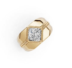 Men's 10K Gold Moissanite Ring Princess SQ 7X7mm