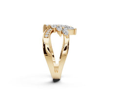 Sterling Silver Marquise Shape Moissanite Crisscross Ring