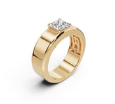 Men's 10K Gold CVD Diamond Ring Emerald OCT 6X6mm
