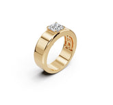 Men's 18K Gold Moissanite Ring Emerald OCT 6X6mm