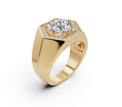 Men's 10K Gold Moissanite Ring Round RD 9.5x9.5mm
