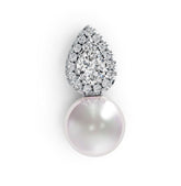 Sterling Silver Moissanite Pendant Necklace Round RD 8.5mm PE 6X4mm