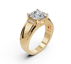 Men's 14K Gold CVD Diamond Ring Square Emerald SQ 8x8mm