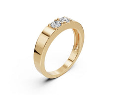Men's 14K Gold CVD Diamond Ring Round RD 4x4mm Two Stone Ring Toi et Moi