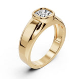 Men's Sterling Silver Moissanite Ring Cushion CU 6x6mm Full Bezel